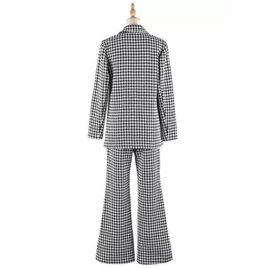 Casual Long Sleeves Loose Plaid Lapel Collar Two Pieces Set