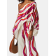 Urban Wide Leg Loose Printed Off-The-Shoulder Blouses &Casual Pants Two Pieces Set