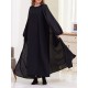 Long Sleeves Loose Solid Color Inner Dress + Tied Waist Outerwear Two Pieces Set