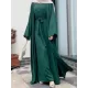 Long Sleeves Loose Solid Color Inner Dress + Tied Waist Outerwear Two Pieces Set