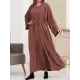 Long Sleeves Loose Solid Color Inner Dress + Tied Waist Outerwear Two Pieces Set