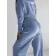 Solid Color Elasticity Hooded Zipper V-neck Long Sleeves Outerwear Top + High Waisted Pants Bottom Two Pieces Set