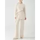 Loose Asymmetric Solid Color Long Sleeves Split-Front Round-Neck Sweater Top + Pants Bottom Two Pieces Set