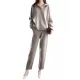 Loose Solid Color Long Sleeves Polo Sweater Top + Pants Bottom Two Pieces Set