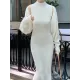 Mock Neck Long Sleeves Solid Color Cardigan Top + High Waisted Sweater Dress Two Pieces Set