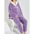 Coral Fleece Split-Joint V-Neck + Pants Pajama Two Pieces Set