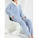 Coral Fleece Split-Joint V-Neck + Pants Pajama Two Pieces Set