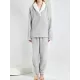 Coral Fleece Split-Joint V-Neck + Pants Pajama Two Pieces Set