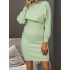 Round-Neck Long Sleeves Solid Color Sweater Top + Inner Dress Two Pieces Set