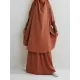 Solid Color Batwing Sleeves Long Sleeves Muslim High Neck Shirts Top + Skirts Bottom Two Pieces Set