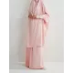 Solid Color Batwing Sleeves Long Sleeves Muslim High Neck Shirts Top + Skirts Bottom Two Pieces Set