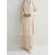 Solid Color Batwing Sleeves Long Sleeves Muslim High Neck Shirts Top + Skirts Bottom Two Pieces Set