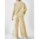 Round-Neck Long Sleeves Loose Solid Color Shirts Top + Drawstring Pants Bottom Two Pieces Set