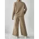 Round-Neck Long Sleeves Loose Solid Color Shirts Top + Drawstring Pants Bottom Two Pieces Set