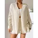 Loose Buttoned Long Sleeves Pleated Solid Color Lapel Shirts Top + Elasticity Shorts Bottom Two Pieces Set