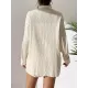 Loose Buttoned Long Sleeves Pleated Solid Color Lapel Shirts Top + Elasticity Shorts Bottom Two Pieces Set