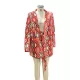 Notched Collar Long Sleeves Loose Buttoned Pockets Printed Blazer Top + Shorts Bottom Two Pieces Set