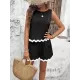 Loose Sleeveless Split-Joint Round-neck Vest + Wide Leg Shorts Two Pieces Set