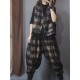 Vintage Plaid Letter Print Jean Pants Bottoms Vest Top Two Pieces Set