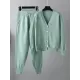 Casual Loose Solid Color V-Neck Cardigan Tops & Harem Pants Two Pieces Set