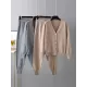 Casual Loose Solid Color V-Neck Cardigan Tops & Harem Pants Two Pieces Set