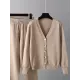 Casual Loose Solid Color V-Neck Cardigan Tops & Harem Pants Two Pieces Set