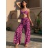 Vacation Loose Floral Printed Vest&Pants Two Pieces Set