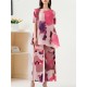 Original Loose Short Sleeves Contrast Color Printed Round-Neck T-Shirt Tops&Wide Legs Pants Two Pieces Set