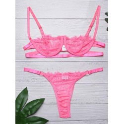 Eyelash Lace Underwired Split Sexy Lingerie