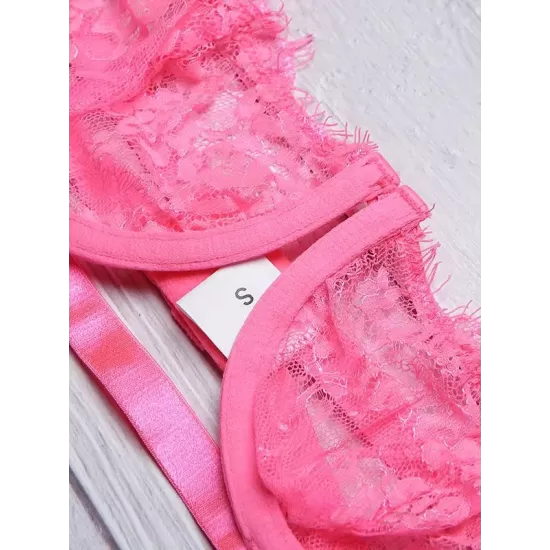 Eyelash Lace Underwired Split Sexy Lingerie