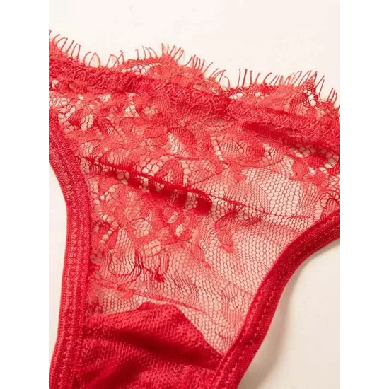 Eyelash Lace Underwired Split Sexy Lingerie