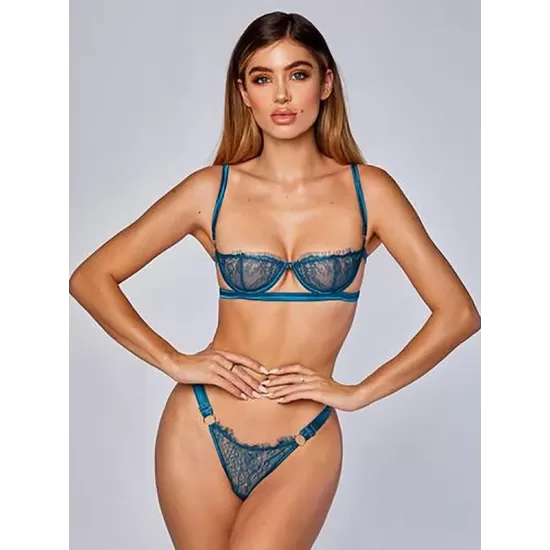 Eyelash Lace Underwired Split Sexy Lingerie