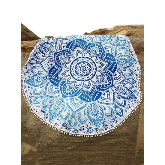 Hawaii Style Printed Tasseled Round Beach Towel