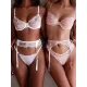 Sexy Lace Split-Joint Underwired Three-Piece Lingerie Set