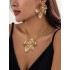 Chains Flower Shape Hollow Pleated Three Pieces Dainty Necklace + Earrings Accessories