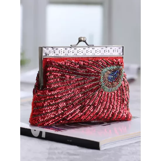 4 Colors Urban Geometric Sequined Makeup Bag Handbag