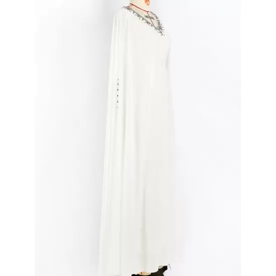 White V-Neck Evening Dress