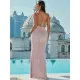 Evening Wrap Sequined Backless Dress