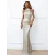 Evening Sleeveless Wrap Sequined Dress