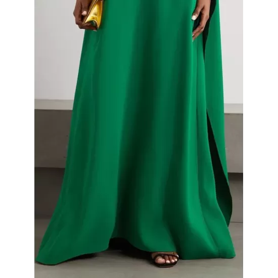 Loose Asymmetric Solid Color Maxi Dresses