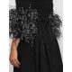 Elegant Simple Black And White Feather Long Sleeve Party Dress