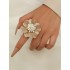 Adjustable Color-Block Flower Shape Rhinestone Sequined Rings Accessories