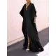 Batwing Sleeves Loose Solid Color Split-Side V-Neck Maxi Dresses