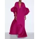 Solid Color Loose Puff Sleeves V-neck Maxi Dresses