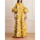 Loose Flower Shape Solid Color Stand Collar Lantern Sleeves Maxi Dresses