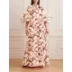 Loose Flower Shape Solid Color Stand Collar Lantern Sleeves Maxi Dresses