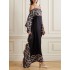 Bandage Contrast Color Printed Loose Spaghetti-Neck Maxi Dresses