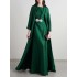 Embroidered Solid Color Long Sleeves Loose Evening Dresses