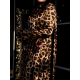 Leopard Flared Sleeves Long Sleeves High-neck Maxi Dresses