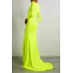 Long Sleeves Skinny Solid Color Tasseled Zipper V-Neck Maxi Evening Dresses